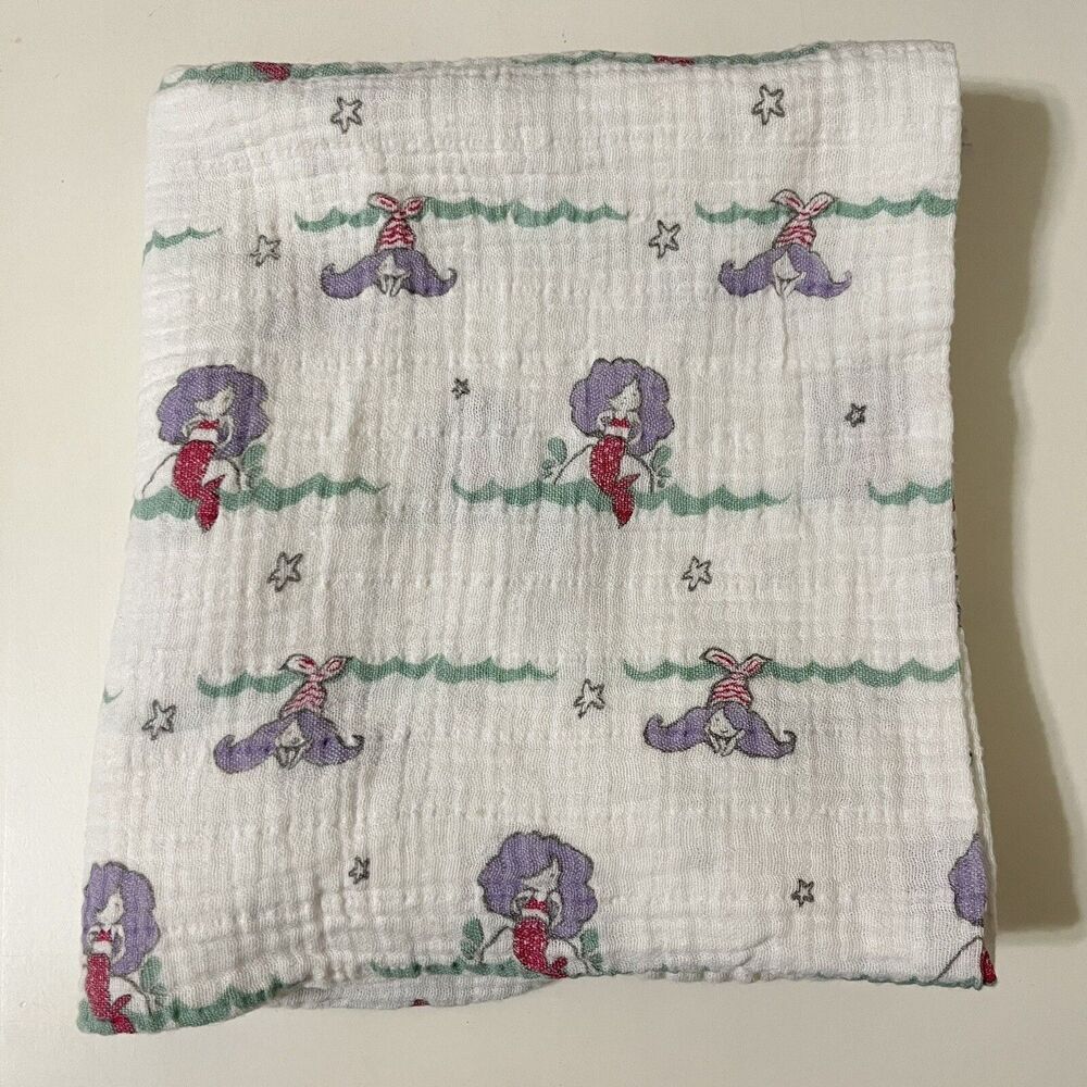 Aden + Anais Abby Lane Splash Mermaid Baby Swaddle Blanket Lovey Muslin Cotton